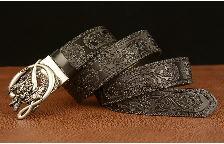 SupSindy Men Genuine Leather Belt Luxury Gold Crocodile Metal Automatic Buckle Cowhide Belts for Men Jeans Waistband Male Strap SupSindy Men Genuine Leather Belt Luxury Gold Crocodile Metal Automatic Buckle Cowhide Belts for Men Jeans Waistband Male Strap