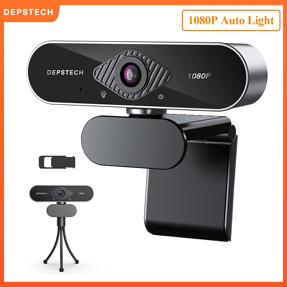 

DEPSTECH D04 Webcam for PC 1080P HD 30fps Web Camera Auto Light Correction Web Cam 360 Rotation Computer Webcams for Streaming