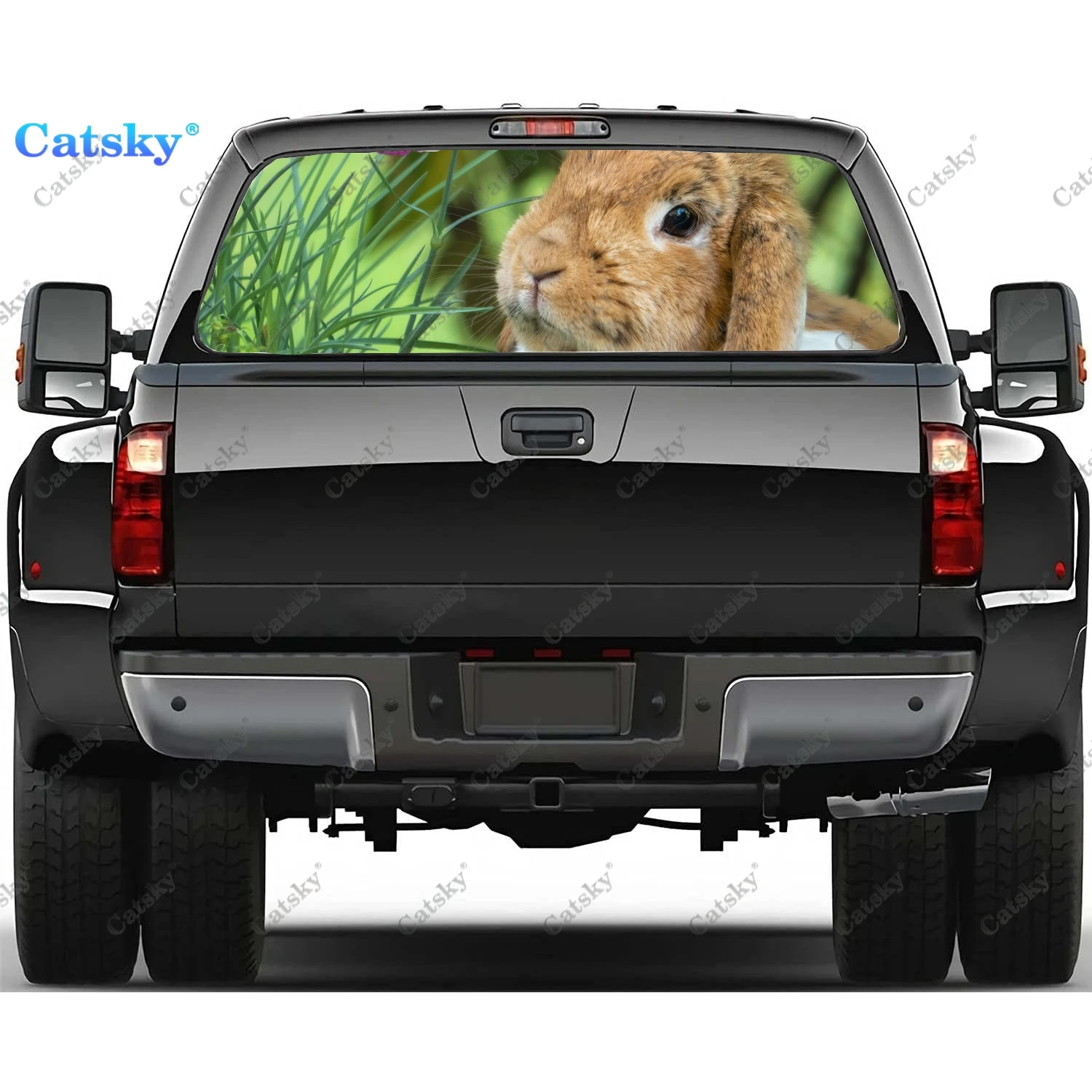 

Animal Cute Rabbits Car Rear Window Stickers Windshield Decal Truck Rear Window Decal Universal Tint Perforated Vinyl Graphic