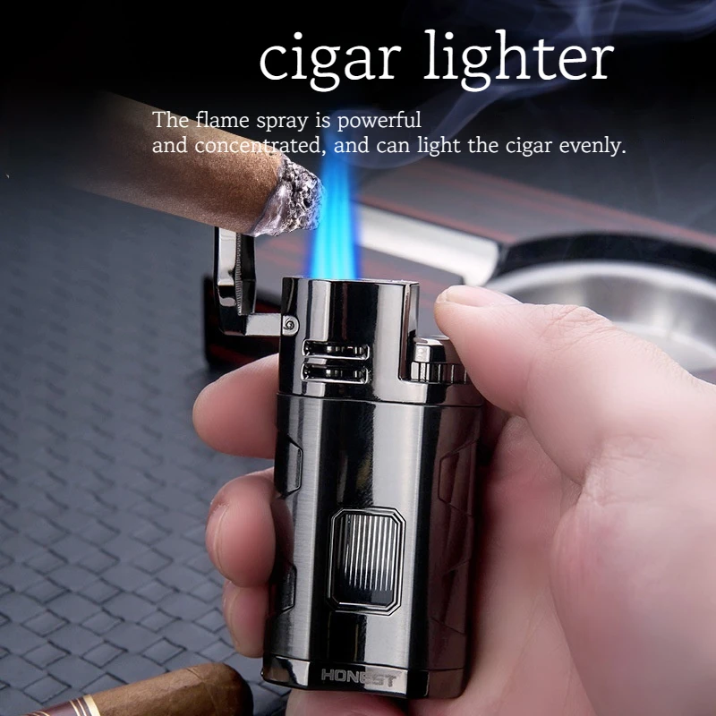 2023 Hot Sale Triple Straight Blue Flame Inflation Metal Windproof Visible Gas Window Lighter Ciger Drill Outdoor Kitchen Tool
2023 Hot Sale Triple Straight Blue Flame Inflation Metal Windproof Visible Gas Window Lighter Ciger Drill Outdoor Kitchen Tool