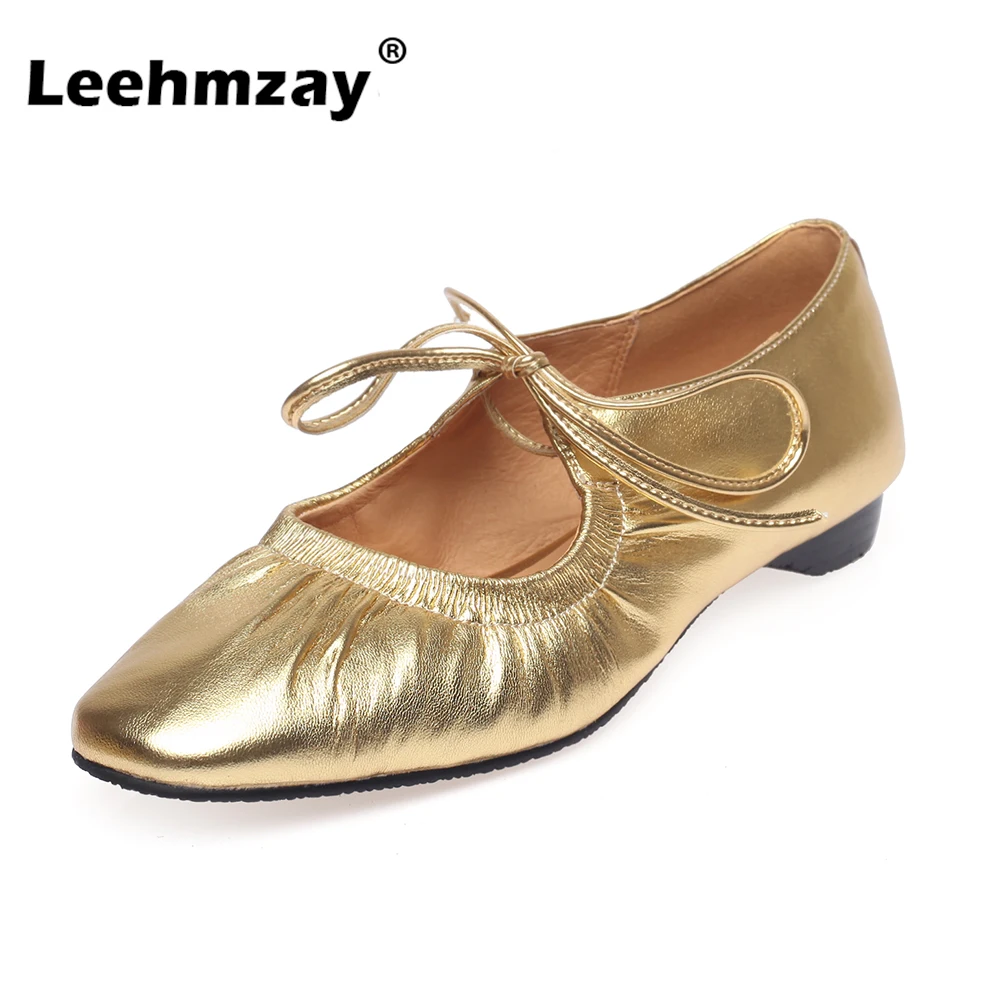 Leehmzay Size 33-42 Women Ballet Flats Shoes Soft Real Leather Lace-Up Low Heels Shoes Ins Fashion Silver Gold 2024 Spring Dress
Leehmzay Size 33-42 Women Ballet Flats Shoes Soft Real Leather Lace-Up Low Heels Shoes Ins Fashion Silver Gold 2024 Spring Dress