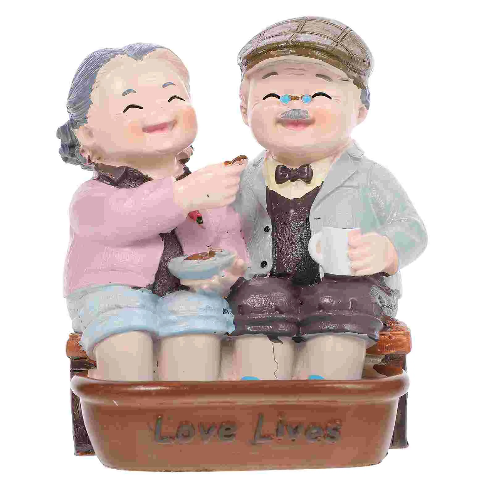 

Grandpa Resin Wedding Anniversary Statues Couple Figure Car Interior Birthday Cake Decor Grandparents Couples Statue