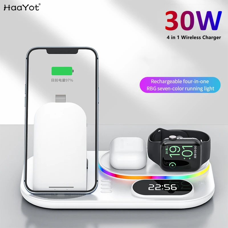 LED 4 in 1 Wireless Charger Dock 30W Fast Charging Station for Apple Airpods iWatch iPhone 12 13 14 15 Xiaomi with Time Display
LED 4 in 1 Wireless Charger Dock 30W Fast Charging Station for Apple Airpods iWatch iPhone 12 13 14 15 Xiaomi with Time Display