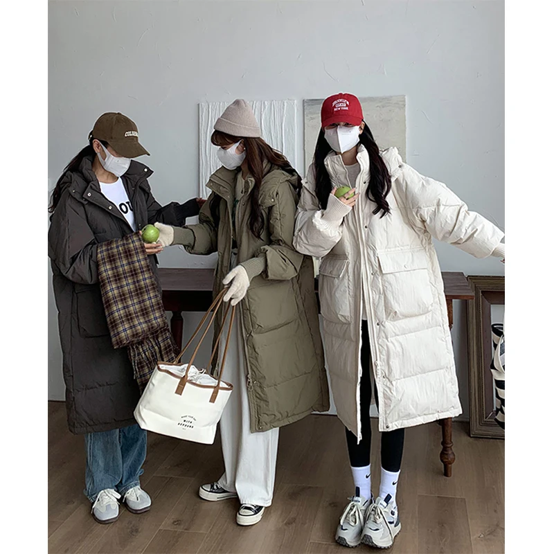 Hooded Long Parkas Women Streetwear Oversized Down Coats Winter Korean Thick Puffer Jacket Solid Warm Cotton Padded Outwear New
Hooded Long Parkas Women Streetwear Oversized Down Coats Winter Korean Thick Puffer Jacket Solid Warm Cotton Padded Outwear New
