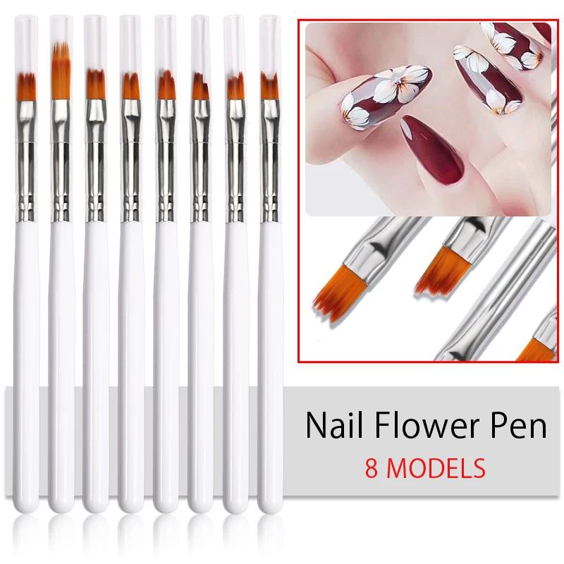 

3/6/8pcs Professional Manicure UV Gel Brush Pen Transparent Acrylic Nail Art Painting Drawing Brush Phototherapy Tools