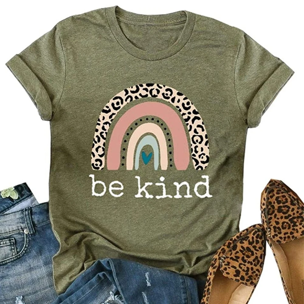 Be Kind Leopard Rainbow Print Womans Tunic Korean Fashion t Shirts Aesthetic Harajuku Tops Female Oversize Summer 2021 Clothing
Be Kind Leopard Rainbow Print Womans Tunic Korean Fashion t Shirts Aesthetic Harajuku Tops Female Oversize Summer 2021 Clothing