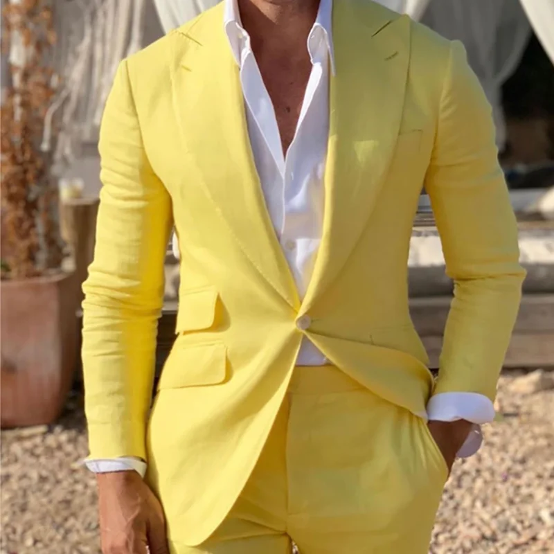 Men Suit Yellow 2 Pieces Solid Slim Formal Business Casual For Wedding Groom Party Banquet Gown Set Jacket With Pants
Men Suit Yellow 2 Pieces Solid Slim Formal Business Casual For Wedding Groom Party Banquet Gown Set Jacket With Pants
