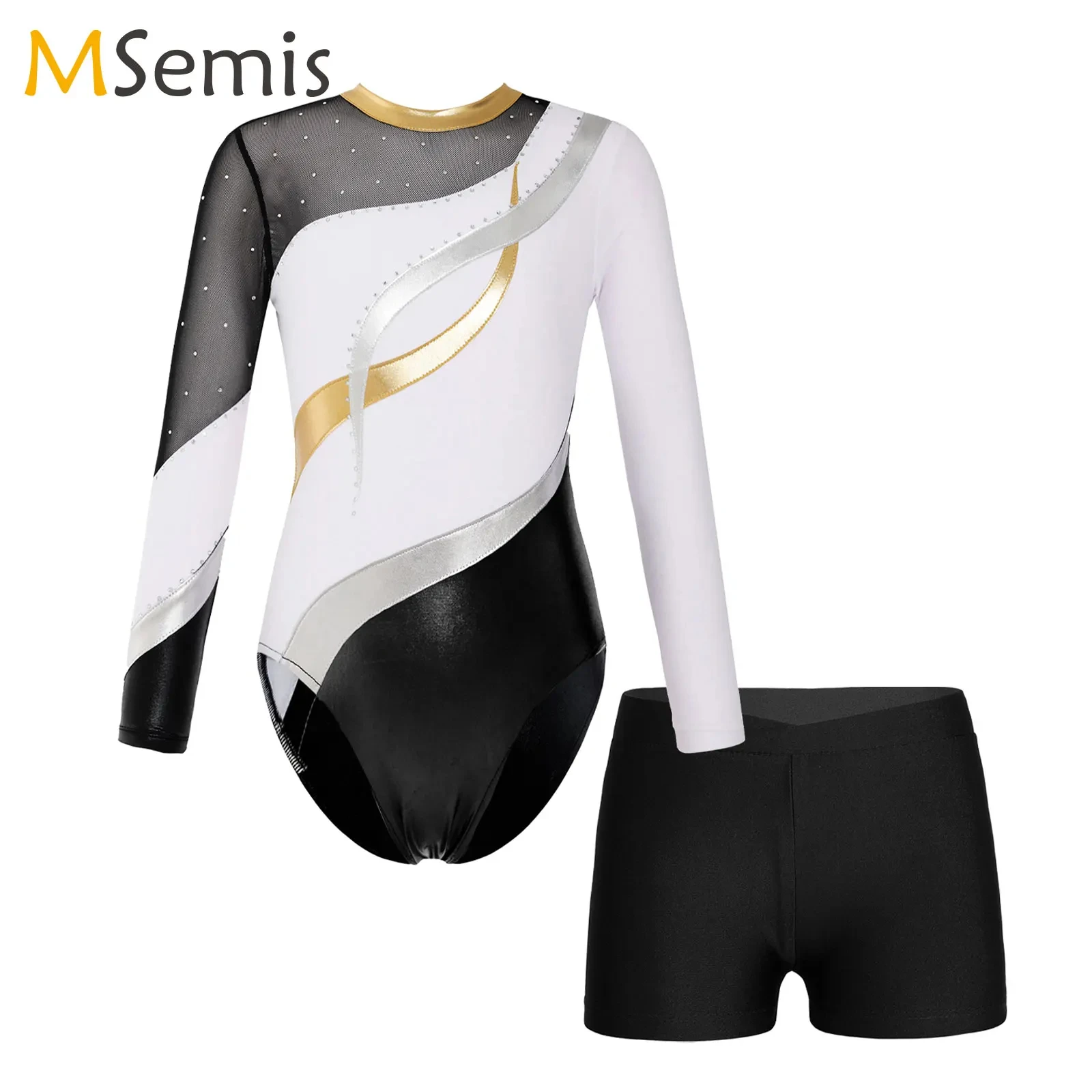 Kids Girls Ballet Gymnastic Leotard Figure Skating Performance Costume Long Sleeve Shiny Rhinestones Bodysuit with Shorts Sets
Kids Girls Ballet Gymnastic Leotard Figure Skating Performance Costume Long Sleeve Shiny Rhinestones Bodysuit with Shorts Sets
