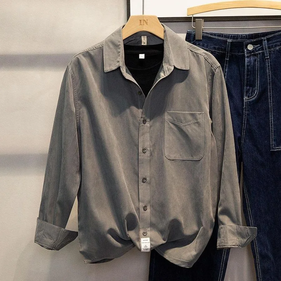 Casual Long-sleeved Shirt Men's Spring Autumn Thin Jacket Solid Color Outerwear Comfortable Top Lapel Button Shirts Coat
Casual Long-sleeved Shirt Men's Spring Autumn Thin Jacket Solid Color Outerwear Comfortable Top Lapel Button Shirts Coat