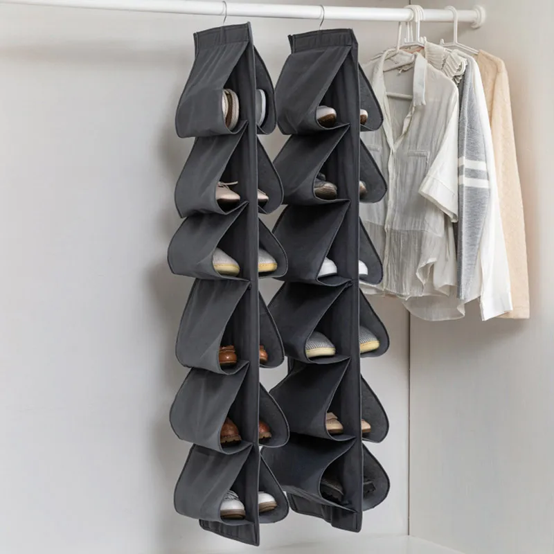 

12 Grid Hanging Handbag Organizer for Wardrobe Closet Storage Bag Door Wall Sundry Shoe Bag Underwear Multi-layer Rear Bag