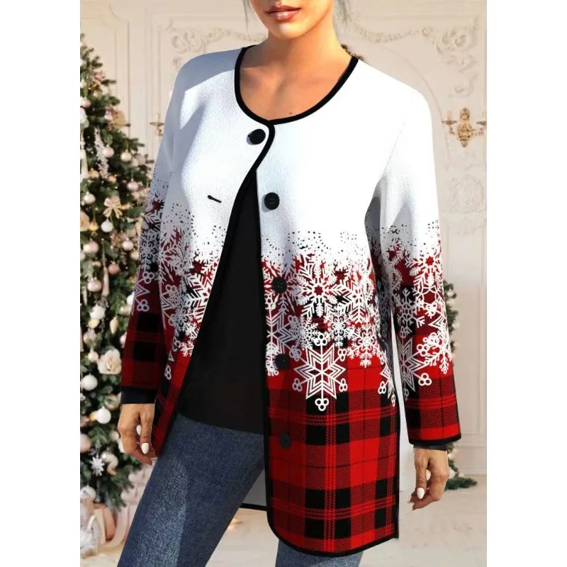 Christmas Woman Fashion Printed Elegant Coat Temperament Commuting Female Casual Clothing New Winter Women's Long Sleeved Jacket
Christmas Woman Fashion Printed Elegant Coat Temperament Commuting Female Casual Clothing New Winter Women's Long Sleeved Jacket