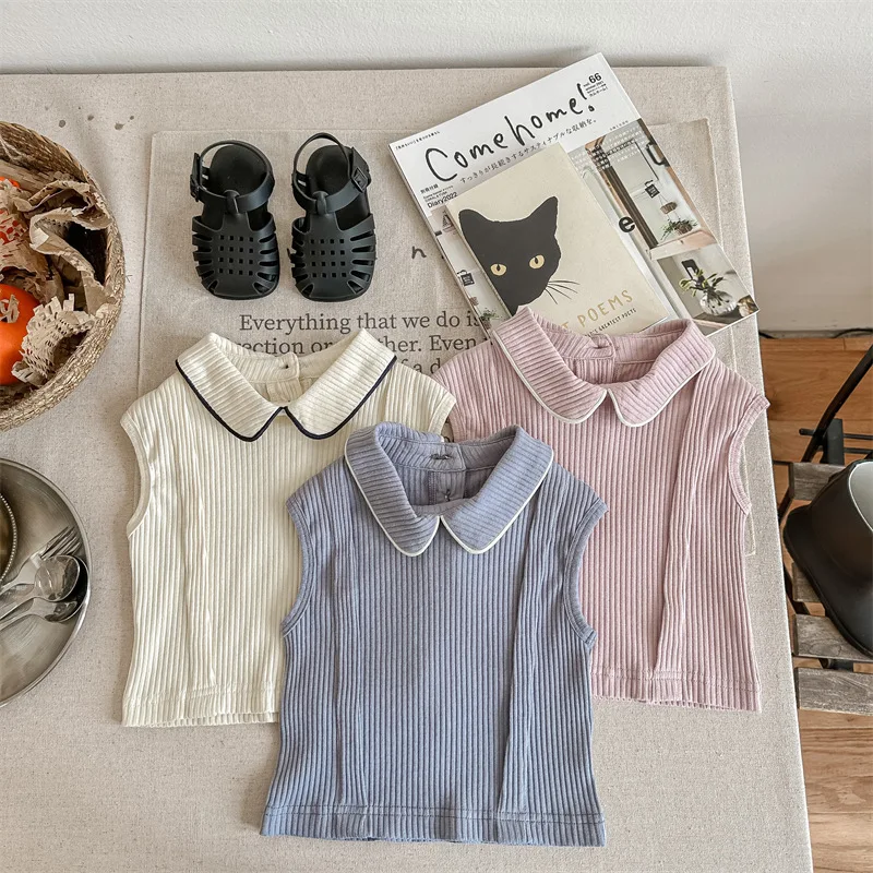 2023 New Summer Girls Sleeveless Lapel Shirts Solid Children Bottoming Shirts Cotton Baby Tops Princess Blouse Children Clothes
2023 New Summer Girls Sleeveless Lapel Shirts Solid Children Bottoming Shirts Cotton Baby Tops Princess Blouse Children Clothes