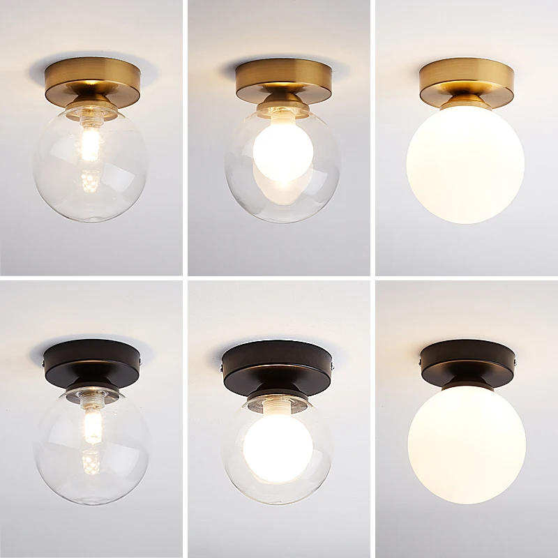 

Креативная круглая стеклянная потолочная лампа в скандинавском стиле с шариками, Современные Простые потолочные светильники для коридора, креативные светильники для гостиной
