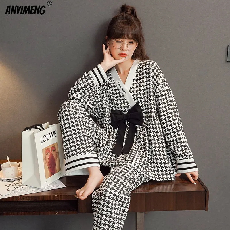 Cute Bears Pajamas Set for Women Janpanese Kimono Style Lady Pijama Elegant V-neck Homesuits Young Woman Pijama Kawaii Sleepwear
Cute Bears Pajamas Set for Women Janpanese Kimono Style Lady Pijama Elegant V-neck Homesuits Young Woman Pijama Kawaii Sleepwear