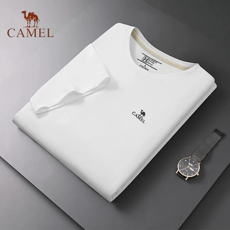 

Embroidered CAMEL Round Neck Short Sleeved T-shirt, Summer Men's Fashionable Casual Outdoor Sports Breathable Polo Shirt Top