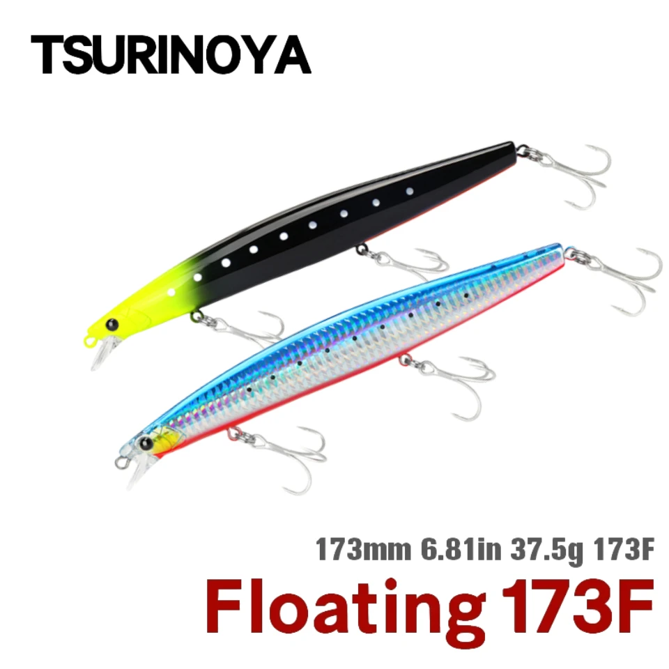 

TSURINOYA 173F Ultra-long Casting Floating Minnow 173mm 6.81in 37.5g Saltwater Fishing Lure STINGER Artificial Large Hard Baits