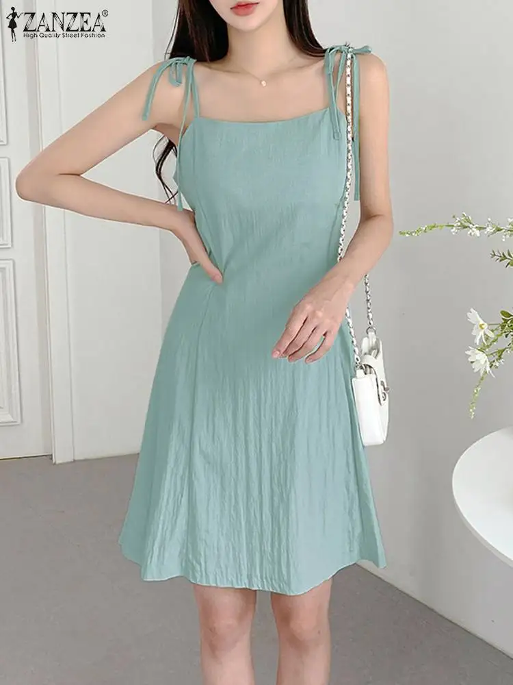 Sexy Solid Color Party Sundress ZANZEA Women Summer Sling Dress Casual Spaghetti Strap Dress Vacation Beach Waisted A-Line Robe
Sexy Solid Color Party Sundress ZANZEA Women Summer Sling Dress Casual Spaghetti Strap Dress Vacation Beach Waisted A-Line Robe