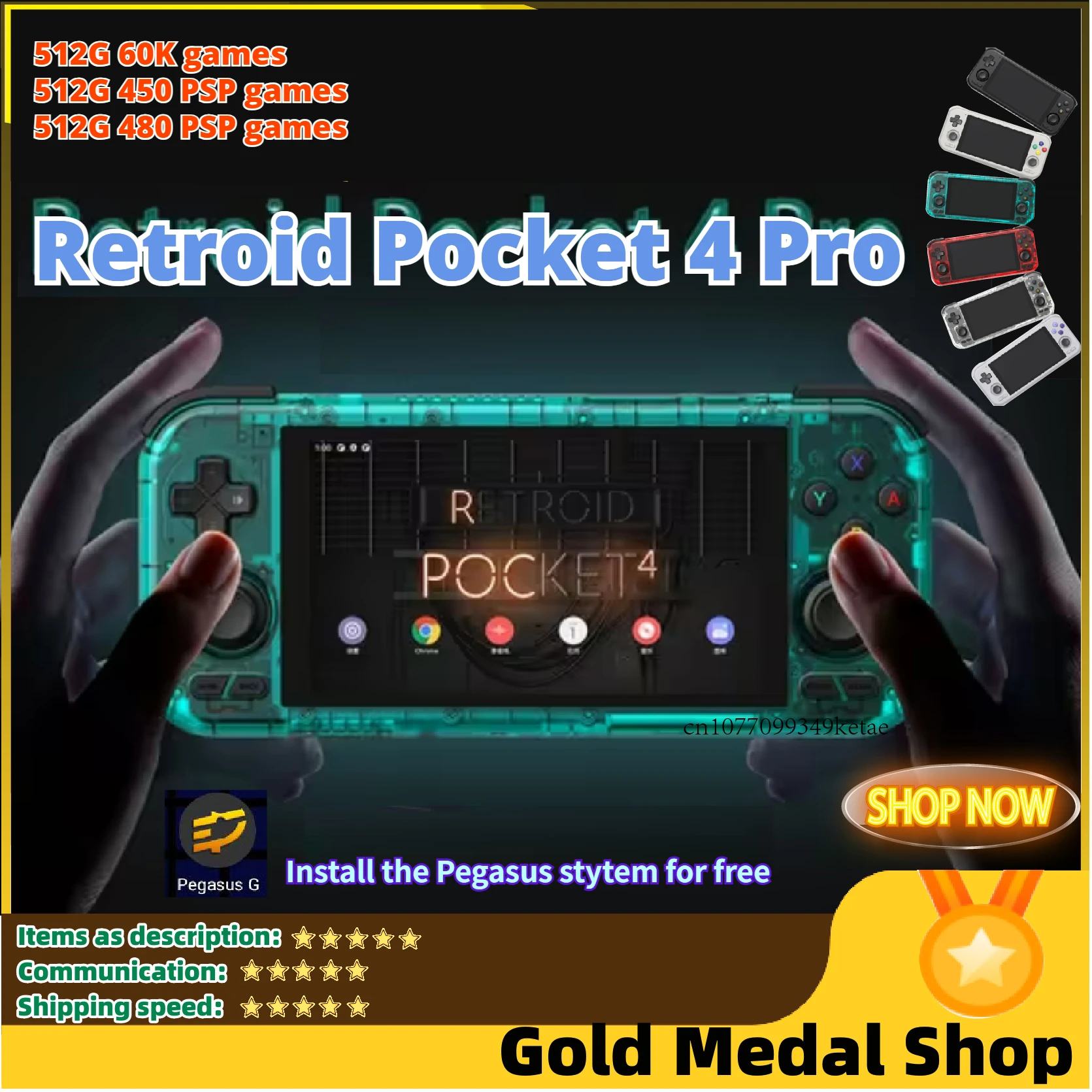 Retroid Pocket 4 Pro Handheld Game Console 4.7 Inch Touch Screen RAM 4GB/8GB Bluetooth 5.2 5000mAh Games Hobbies Gift PSP PS2
Retroid Pocket 4 Pro Handheld Game Console 4.7 Inch Touch Screen RAM 4GB/8GB Bluetooth 5.2 5000mAh Games Hobbies Gift PSP PS2