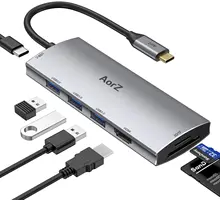 New USB C Hub, USB Hub to HDMI Multiport AorZ USB C Dongle Adapter 7 in 1 with 4K HDMI Output,3 USB 3.0 Ports,SD/Micro SD Card
New USB C Hub, USB Hub to HDMI Multiport AorZ USB C Dongle Adapter 7 in 1 with 4K HDMI Output,3 USB 3.0 Ports,SD/Micro SD Card