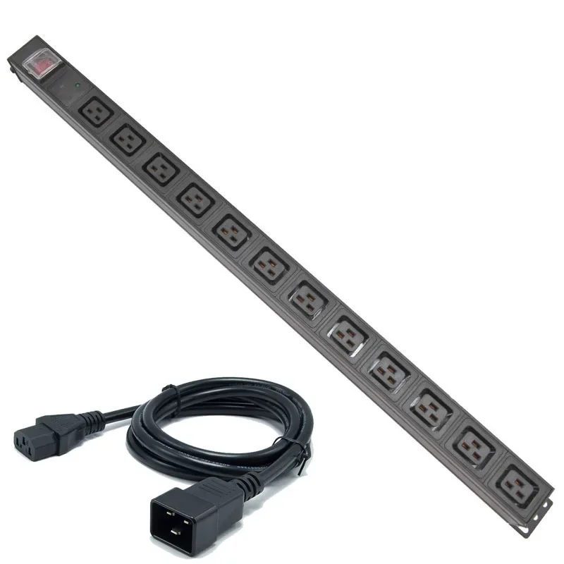 PDU Power Strip C19 Socket Distribution Cabinet 12 AC Socket Break Switch Aluminum alloy shell C14 Interface surge protection
PDU Power Strip C19 Socket Distribution Cabinet 12 AC Socket Break Switch Aluminum alloy shell C14 Interface surge protection