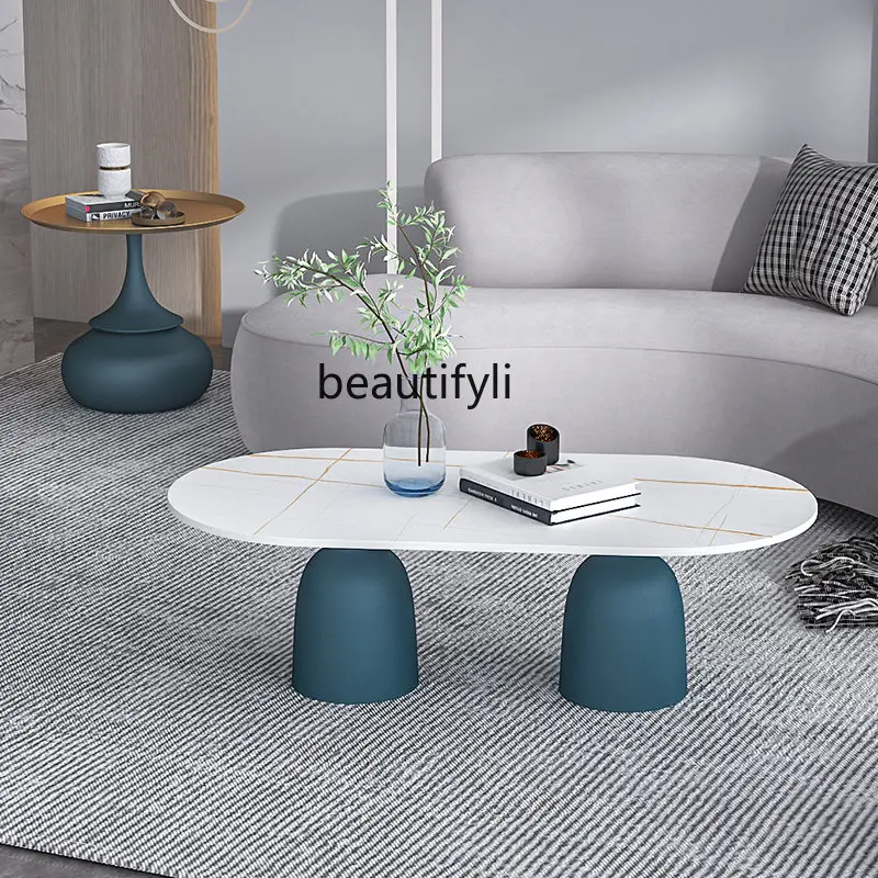 

CXH Small Apartment Creative Simple Modern Light Luxury Living Room Corner Table Nordic Marble Tea Table
