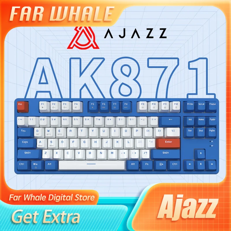 

Ajazz AK871 Wireless Keyboard Hot Swappable 87 Keys 2.4g Ergonomic Gaming Mechanical Keyboards Hot Swap Keyboard Office Pc Gamer