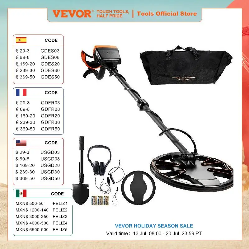 VEVOR Metal Detector for Adults & Kids 10Inch Waterproof Search Coil with LCD Display 7 Modes Adjustable 41''-52'' Aluminum Stem
VEVOR Metal Detector for Adults & Kids 10Inch Waterproof Search Coil with LCD Display 7 Modes Adjustable 41''-52'' Aluminum Stem