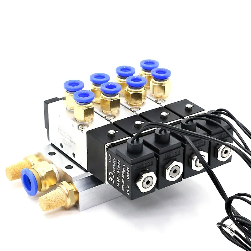 Solenoid Valve Multi-way Combination 4V110-06 Manifold Stations DC12V 24V AC220V With Fittings 5 port 2 position Solenoid Valves
Solenoid Valve Multi-way Combination 4V110-06 Manifold Stations DC12V 24V AC220V With Fittings 5 port 2 position Solenoid Valves