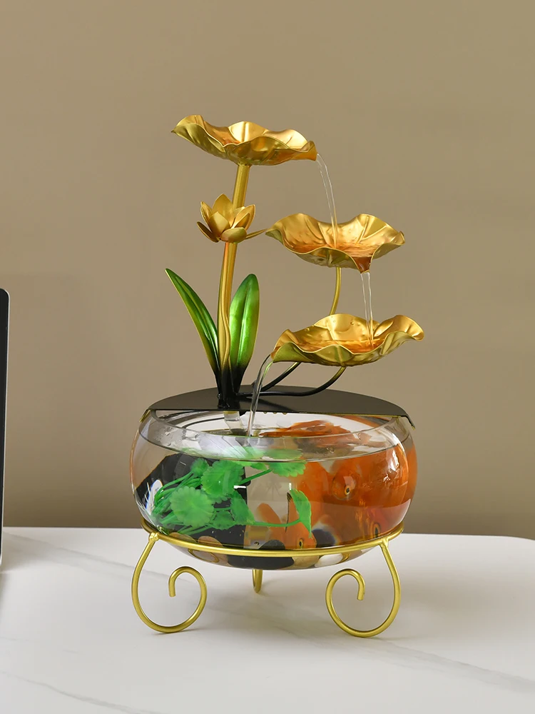 

Small fish tank fountain ornaments circulating water lucky home living room office desktop decoration opening gift