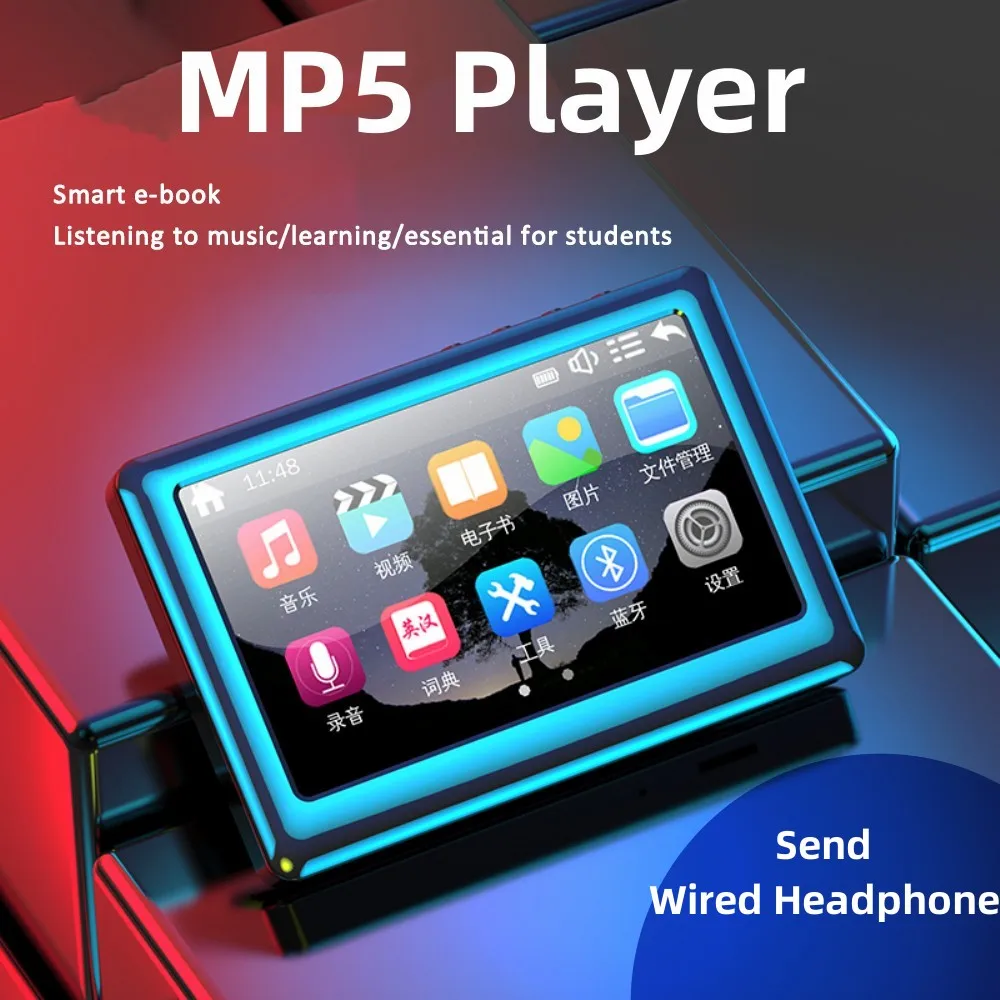 

MP5 Player 4.3 inch HD Touch Screen Long Standby MP3 E-book Reading Support AVI/MP4/RM/RMVB/Video Formats Built-in Microphone