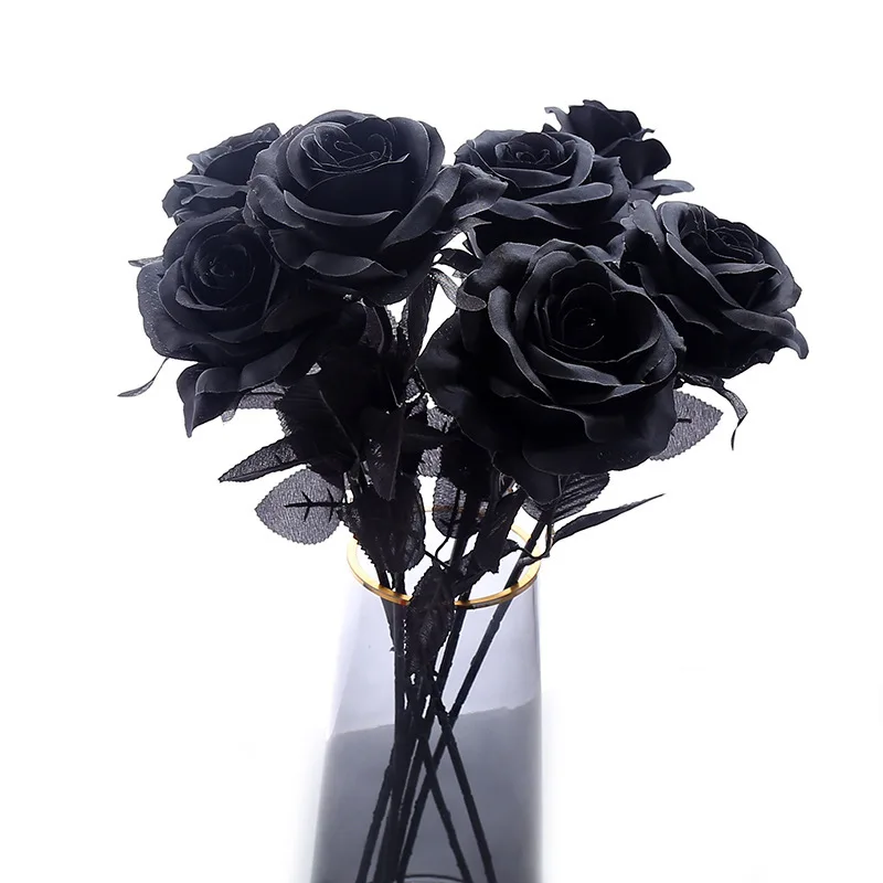 1pcs Artificial Rose Flower Head Bouquet Pure Black Rose Halloween Home Living Room Wedding Christmas Decoration New Year
1pcs Artificial Rose Flower Head Bouquet Pure Black Rose Halloween Home Living Room Wedding Christmas Decoration New Year