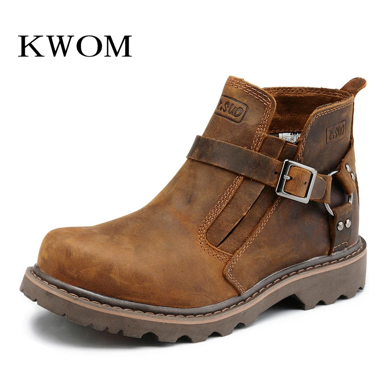 

KOWM Outdoor Men Hiking Shoes Waterproof Tactical Shoes Leather Hunting Boots Desert Camping Sneakers Ankle Women Trekking Shoes