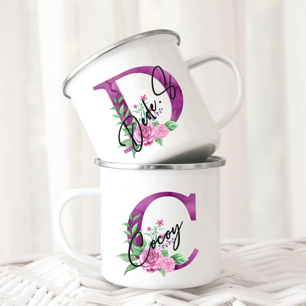

Personalized Floral Print Enamel Mug Custom Name Coffee Mug Bachelor Party Wedding Bridesmaid Souvenir Xmas Valentine's Day Gift