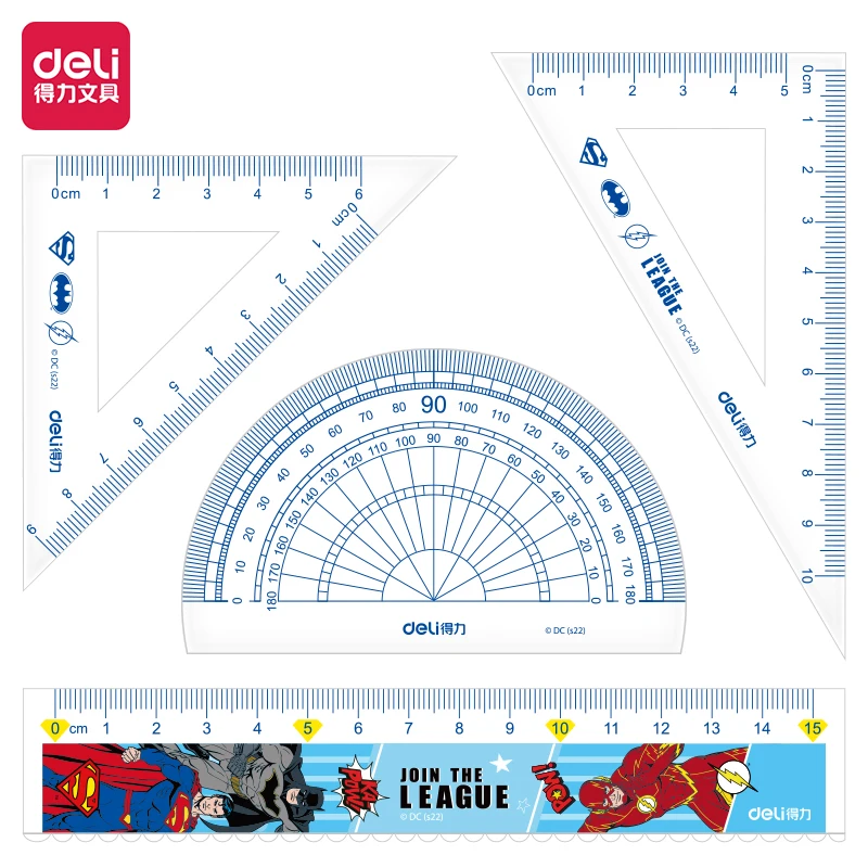 1Pcs DELI 79700 Justice League DC Soft Set Ruler Triangle Ruler 4-Piece Set For Learning Test Drawing School StudentSupplies S
1Pcs DELI 79700 Justice League DC Soft Set Ruler Triangle Ruler 4-Piece Set For Learning Test Drawing School StudentSupplies S
