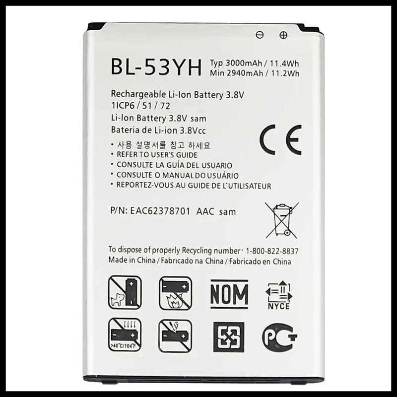 

For LG G3 Battery batarya bateria BL53YH BL-53YH REPLACEMENT BATTERY for LG G3 D855 F400S/K/L D830 D850 VS985 D850 battery