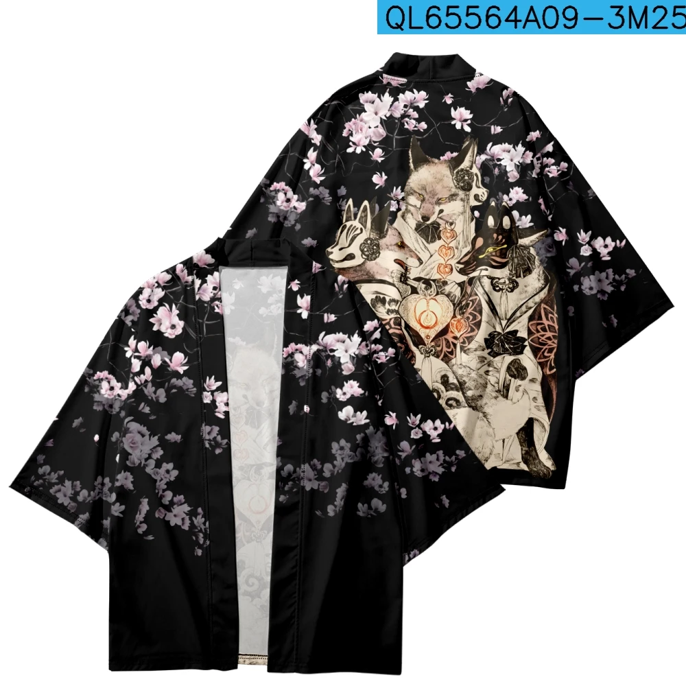 

Japanese Kimonos Cardigan Robe Men Women Printing Causal Sunscreen Clothes Thin Loose Summer Kimonos Yukata Asian Clothes New