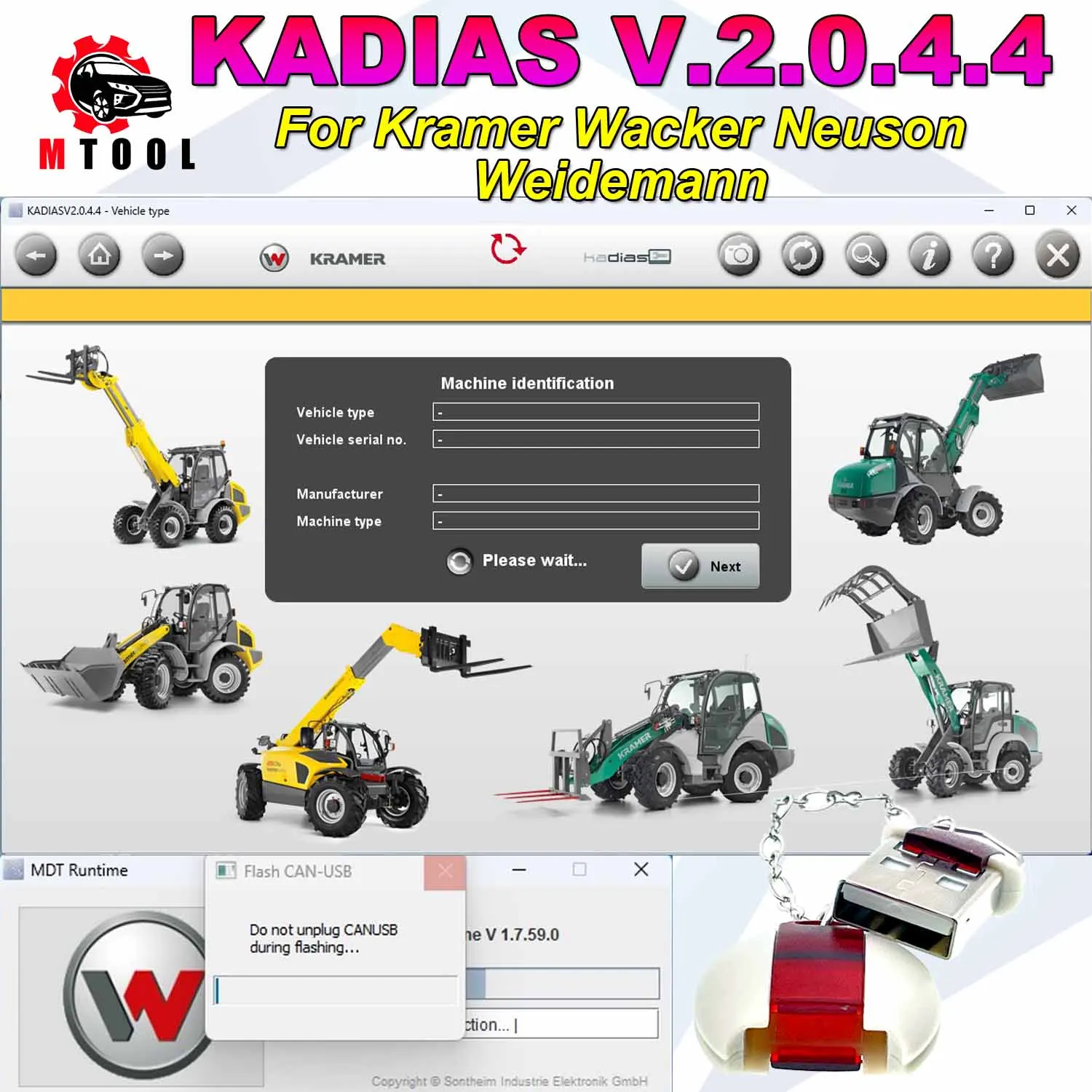 

New KADIAS v.2.0.4.4 Upgrade 5 Level UNLIMITED for Kramer Wacker Neuson Weidemann Supports CANFox EC2112 IFM USB/ CAN-RS232 Tool