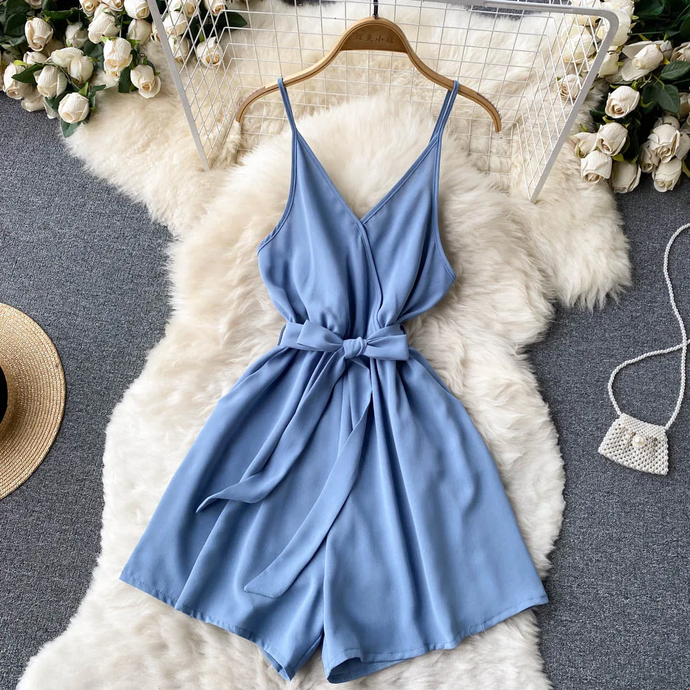 Summer Korean Style Versatile Deep V-neck Open Back Waist Slim Strap Suspender Wide Leg Jumpsuit Shorts Women's Fashion
Summer Korean Style Versatile Deep V-neck Open Back Waist Slim Strap Suspender Wide Leg Jumpsuit Shorts Women's Fashion