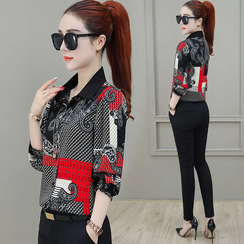 Spring New Vintage Button Loose Blouse Long Sleeve Polo Neck Contrast All-match Office Shirt Tops Fashion Elegant Women Clothing
Spring New Vintage Button Loose Blouse Long Sleeve Polo Neck Contrast All-match Office Shirt Tops Fashion Elegant Women Clothing