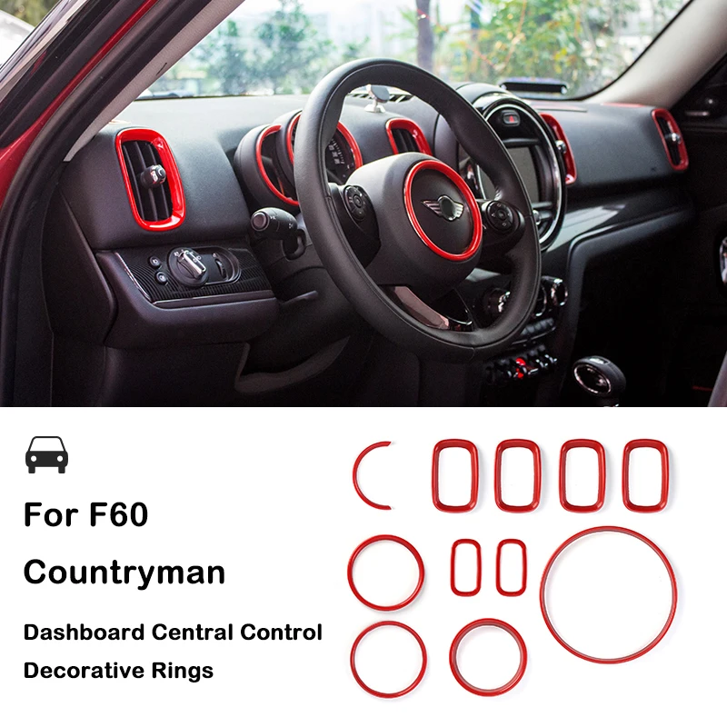 

11Pcs Car Central Instrument Circle Interior Dashboard Decorative Rings Loop Vent Outlet Covers For M Coope r S F 60 Country