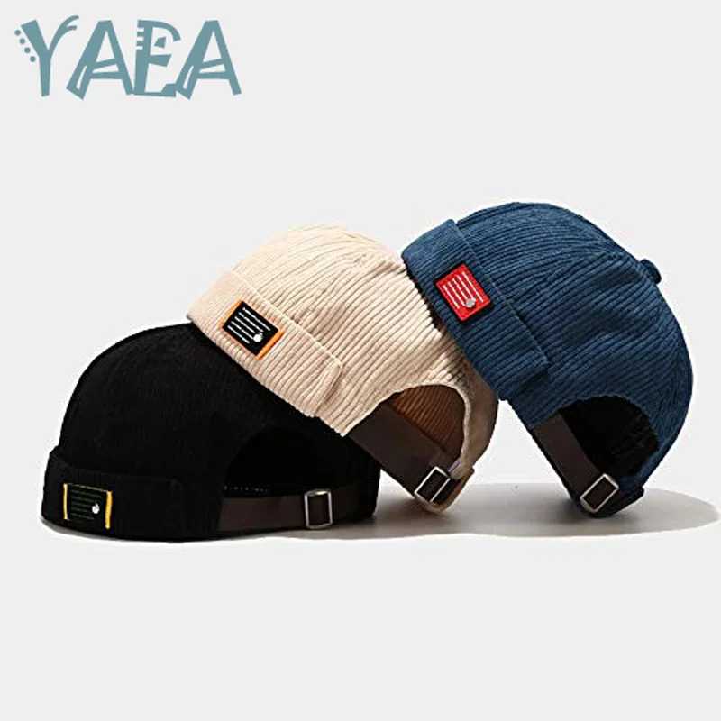 

YAEA Brimless Hats For Women Men Corduroy Retro Style Skullcap Beanie Hat Cap Classic Style Rolled Cuff Harbour Hat High Quality