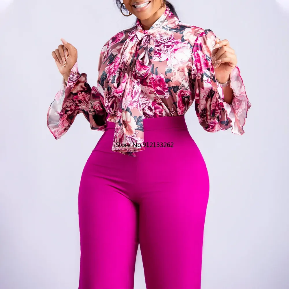 2023 New 2 Piece Women's Flower Print Top Shirt Pants Suit Sexy Casual Commuter Elegant Clothing Lace-up Wide-leg Pants
2023 New 2 Piece Women's Flower Print Top Shirt Pants Suit Sexy Casual Commuter Elegant Clothing Lace-up Wide-leg Pants