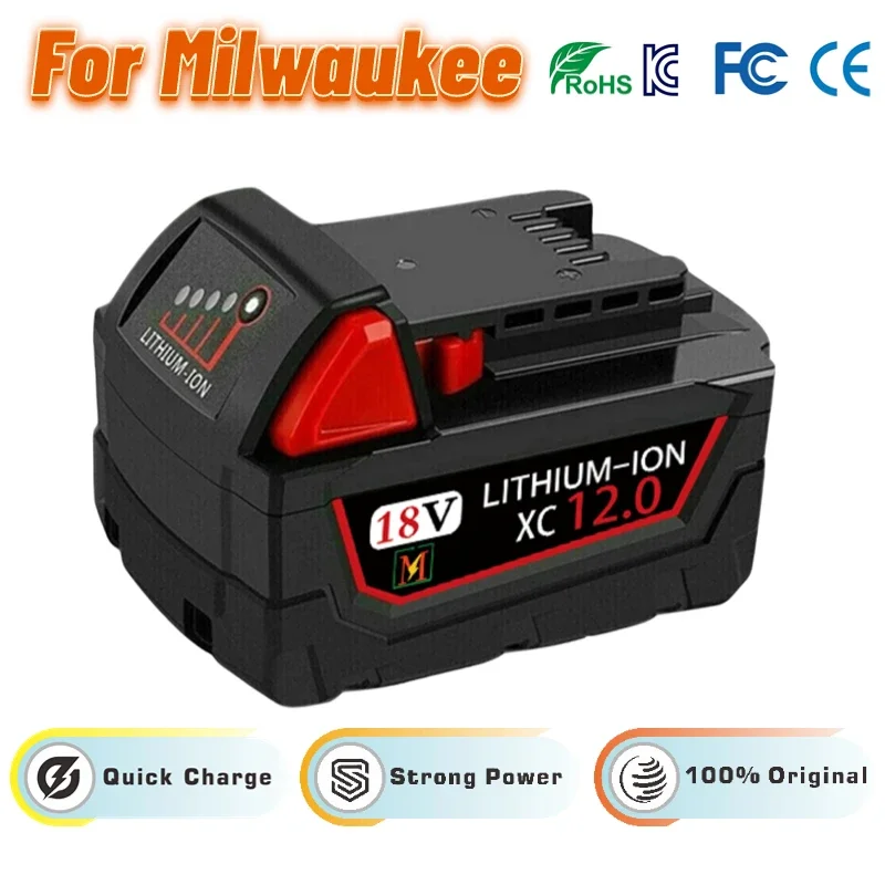 18V 12.0Ah Replacement for Milwaukee M18 XC Lithium Battery 48-11-1860 48-11-1850 48-11-1840 48-11-1820
18V 12.0Ah Replacement for Milwaukee M18 XC Lithium Battery 48-11-1860 48-11-1850 48-11-1840 48-11-1820