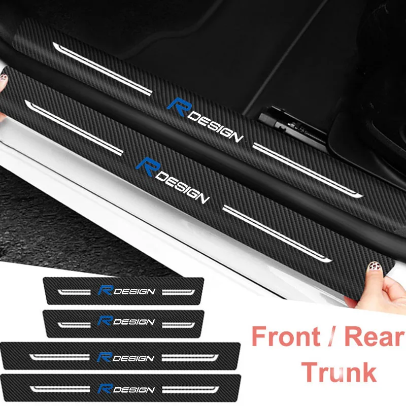 

Carbon Fiber Car Door Sill Anit Kick Film Trunk Bumper Guard Strip for Volvo R Design Protective Decals Threshold Stickers Tape