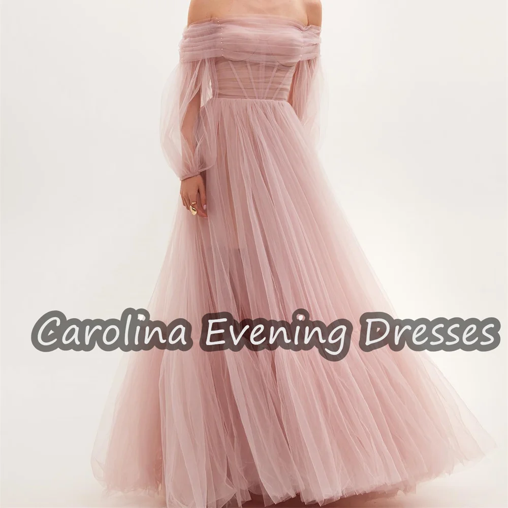 Carolina Tulle A-line Off-the-shoulder Formal Pleats Prom Gown Floor Length Elegant Evening Elegant Party Dress for Women 2024
Carolina Tulle A-line Off-the-shoulder Formal Pleats Prom Gown Floor Length Elegant Evening Elegant Party Dress for Women 2024