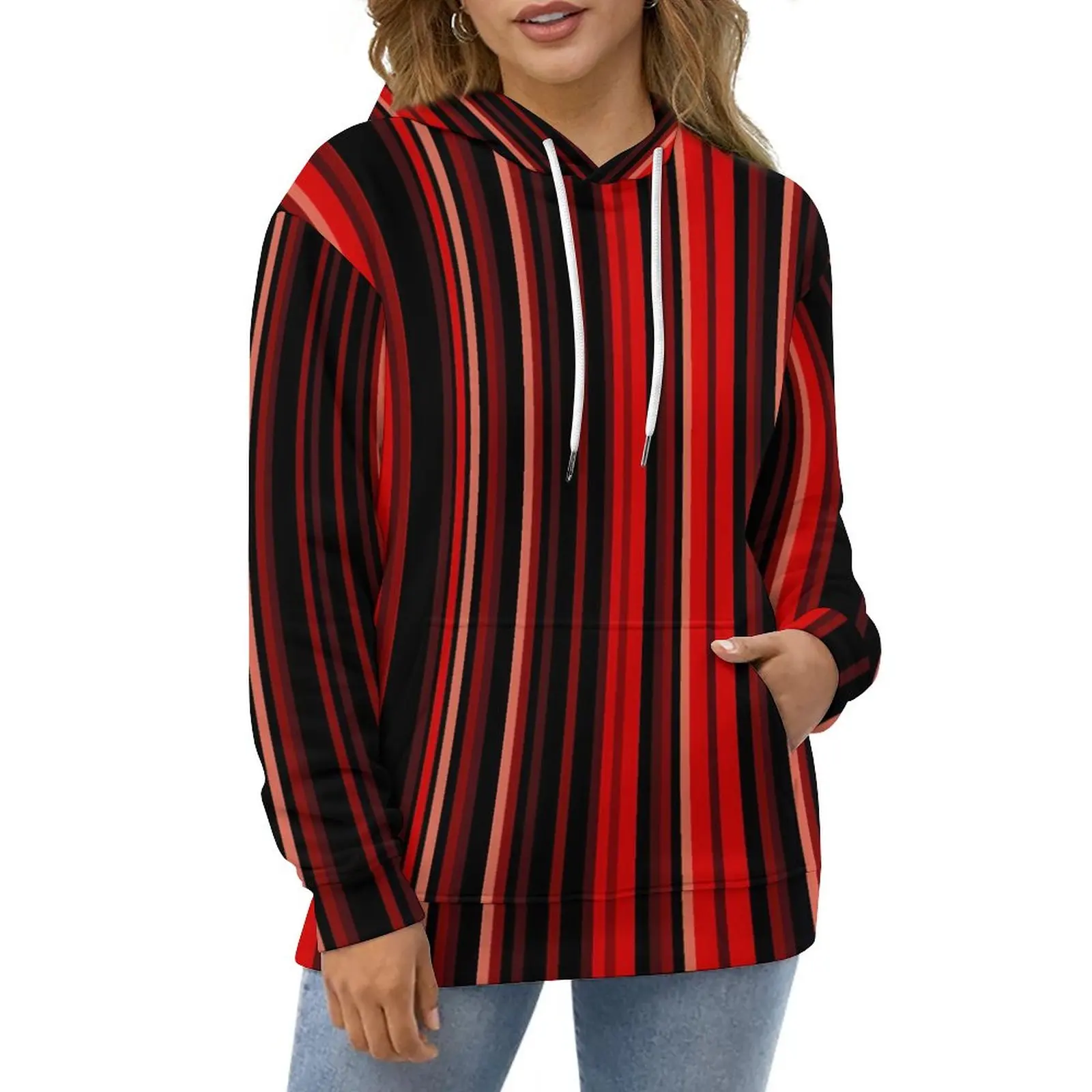 Vertical Striped Casual Hoodies Red And Black Y2k Hoodie Ladies Long Sleeve Streetwear Graphic Loose Oversize Hooded Sweatshirts 
Vertical Striped Casual Hoodies Red And Black Y2k Hoodie Ladies Long Sleeve Streetwear Graphic Loose Oversize Hooded Sweatshirts