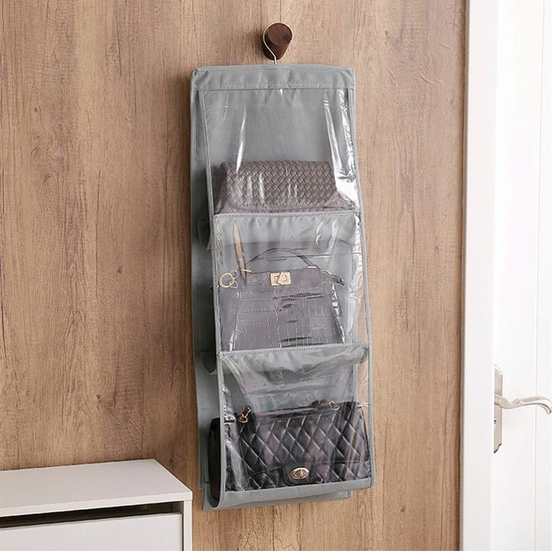 

Double-sided 6 Pockets Handbag Hanging Organizer Dust-proof Non-woven Folding Wardrobe Purse Closet Storage Bag