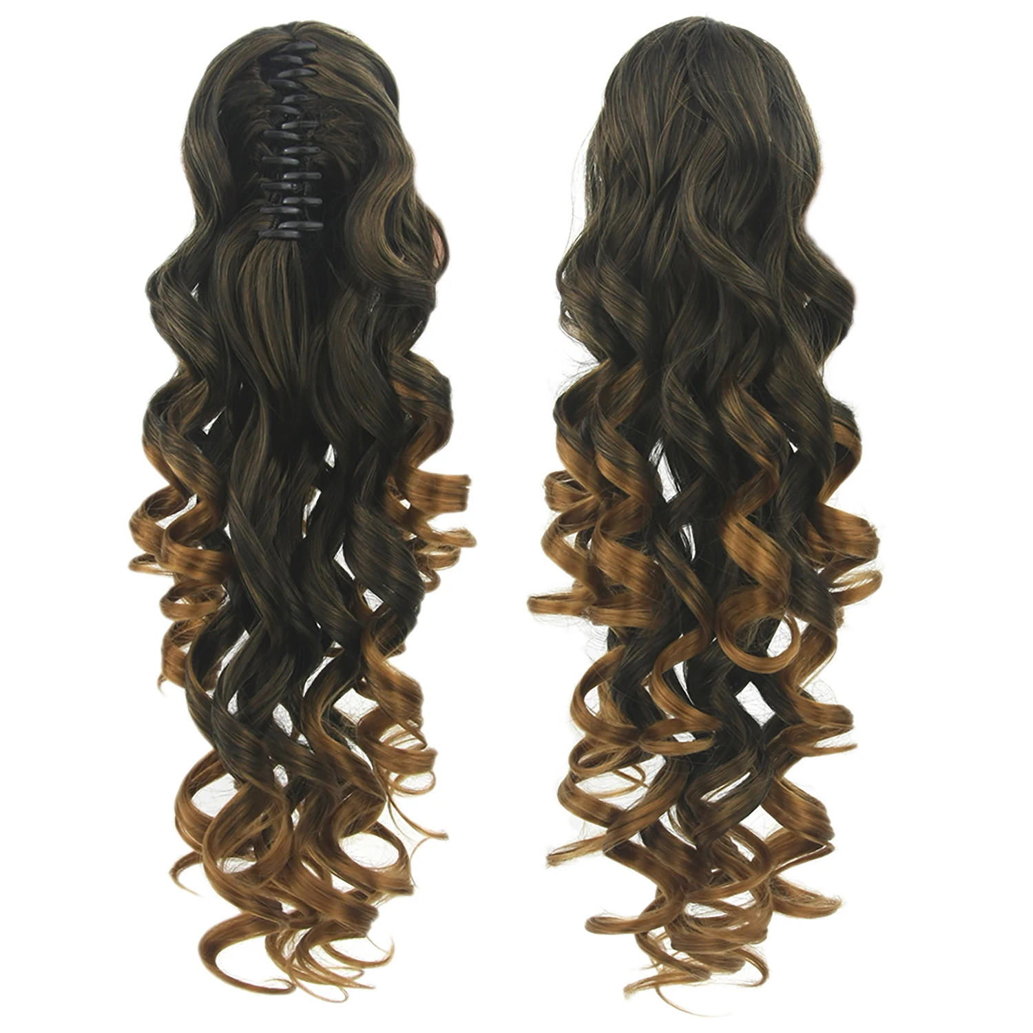 

Soowee Long Ombre Brown Curly Clip in Ponytails Hairpieces Claw Headwear Fake Pony Tail Hair Extensions Postiche Peluca Roja
