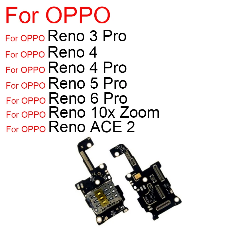 

SIM Card & Mic Microphone Flex Cable For OPPO Reno 3 4 5 6 Pro 10x Zoom ACE 2 Microphone SIM Deck Board Replacement Repair Parts