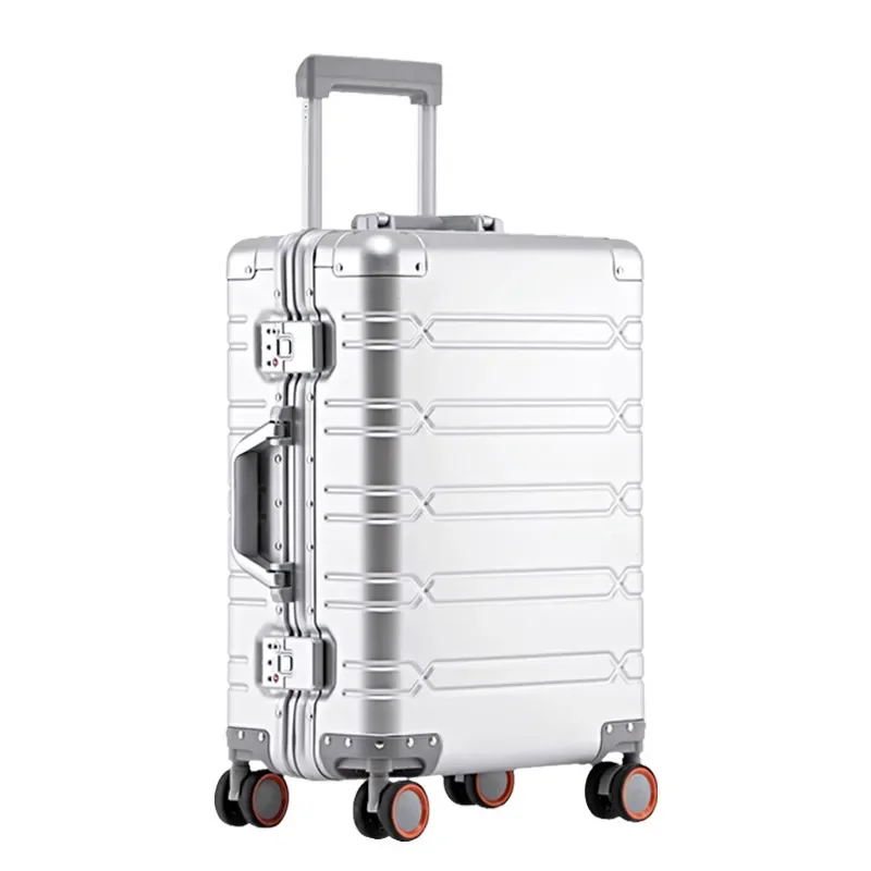 

Suitcase 100% Aluminium magnesium Alloy Business Suitcases on Wheels Travel Bags Cabin Carrier Rolling Trolley Case Luggage Bag